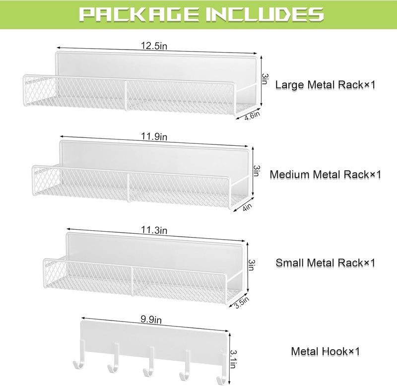DTUQYX Store 4 Pack Magnetic Shelves for Washing Machine, Heavy-Duty Magnetic Laundry Organizer with Hooks, Washing Machine Shelf for Refrigerator, Metal Storage Baskets, Closet & Laundry Room Organization(White) - Image 2